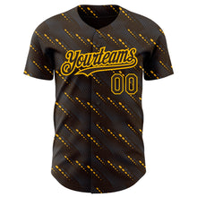 Загрузить изображение в средство просмотра галереи, Custom Brown Gold 3D Pattern Design Slant Lines Authentic Baseball Jersey