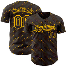 Загрузить изображение в средство просмотра галереи, Custom Brown Gold 3D Pattern Design Slant Lines Authentic Baseball Jersey