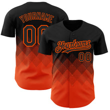 Загрузить изображение в средство просмотра галереи, Custom Black Orange 3D Pattern Design Gradient Square Shapes Authentic Baseball Jersey