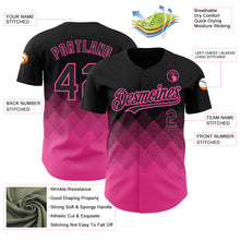 Загрузить изображение в средство просмотра галереи, Custom Black Pink 3D Pattern Design Gradient Square Shapes Authentic Baseball Jersey
