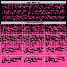 Загрузить изображение в средство просмотра галереи, Custom Black Pink 3D Pattern Design Gradient Square Shapes Authentic Baseball Jersey