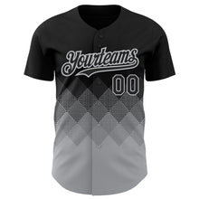 Загрузить изображение в средство просмотра галереи, Custom Black Gray 3D Pattern Design Gradient Square Shapes Authentic Baseball Jersey