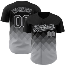 Загрузить изображение в средство просмотра галереи, Custom Black Gray 3D Pattern Design Gradient Square Shapes Authentic Baseball Jersey