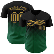 Загрузить изображение в средство просмотра галереи, Custom Black Kelly Green-Old Gold 3D Pattern Design Gradient Square Shapes Authentic Baseball Jersey