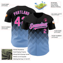 Загрузить изображение в средство просмотра галереи, Custom Black Pink-Light Blue 3D Pattern Design Gradient Square Shapes Authentic Baseball Jersey