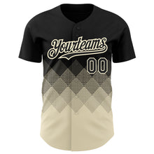 Загрузить изображение в средство просмотра галереи, Custom Black Cream 3D Pattern Design Gradient Square Shapes Authentic Baseball Jersey