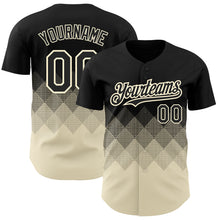 Загрузить изображение в средство просмотра галереи, Custom Black Cream 3D Pattern Design Gradient Square Shapes Authentic Baseball Jersey