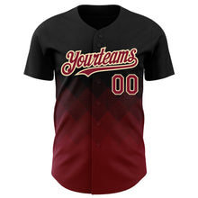Загрузить изображение в средство просмотра галереи, Custom Black Crimson-City Cream 3D Pattern Design Gradient Square Shapes Authentic Baseball Jersey