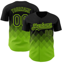 Загрузить изображение в средство просмотра галереи, Custom Black Neon Green 3D Pattern Design Gradient Square Shapes Authentic Baseball Jersey