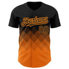 Загрузить изображение в средство просмотра галереи, Custom Black Bay Orange 3D Pattern Design Gradient Square Shapes Authentic Baseball Jersey