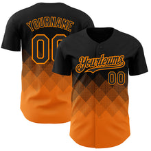 Загрузить изображение в средство просмотра галереи, Custom Black Bay Orange 3D Pattern Design Gradient Square Shapes Authentic Baseball Jersey