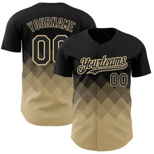 Charger l'image dans la galerie, Custom Black Vegas Gold 3D Pattern Design Gradient Square Shapes Authentic Baseball Jersey