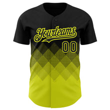 Charger l'image dans la galerie, Custom Black Neon Yellow 3D Pattern Design Gradient Square Shapes Authentic Baseball Jersey