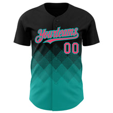 Charger l'image dans la galerie, Custom Black Neon Pink-Aqua 3D Pattern Design Gradient Square Shapes Authentic Baseball Jersey