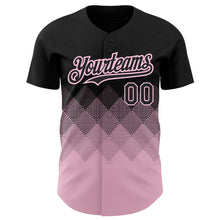 Загрузить изображение в средство просмотра галереи, Custom Black Light Pink 3D Pattern Design Gradient Square Shapes Authentic Baseball Jersey