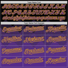 Загрузить изображение в средство просмотра галереи, Custom Black Purple-Gold 3D Pattern Design Gradient Square Shapes Authentic Baseball Jersey