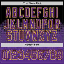 Загрузить изображение в средство просмотра галереи, Custom Black Purple-Gold 3D Pattern Design Gradient Square Shapes Authentic Baseball Jersey