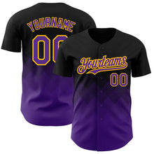 Загрузить изображение в средство просмотра галереи, Custom Black Purple-Gold 3D Pattern Design Gradient Square Shapes Authentic Baseball Jersey
