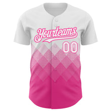 Charger l'image dans la galerie, Custom White Pink 3D Pattern Design Gradient Square Shapes Authentic Baseball Jersey