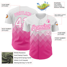 Charger l'image dans la galerie, Custom White Pink 3D Pattern Design Gradient Square Shapes Authentic Baseball Jersey