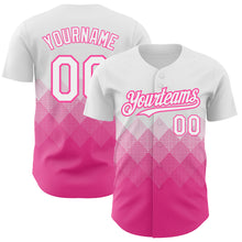 Charger l'image dans la galerie, Custom White Pink 3D Pattern Design Gradient Square Shapes Authentic Baseball Jersey