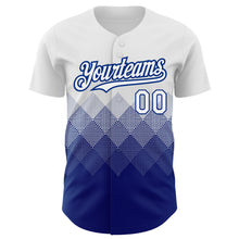 Загрузить изображение в средство просмотра галереи, Custom White Royal 3D Pattern Design Gradient Square Shapes Authentic Baseball Jersey