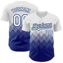 Загрузить изображение в средство просмотра галереи, Custom White Royal 3D Pattern Design Gradient Square Shapes Authentic Baseball Jersey