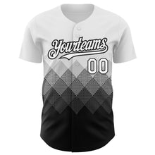 Загрузить изображение в средство просмотра галереи, Custom White Black 3D Pattern Design Gradient Square Shapes Authentic Baseball Jersey