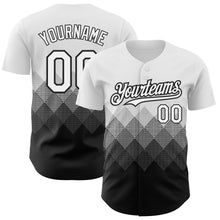 Загрузить изображение в средство просмотра галереи, Custom White Black 3D Pattern Design Gradient Square Shapes Authentic Baseball Jersey
