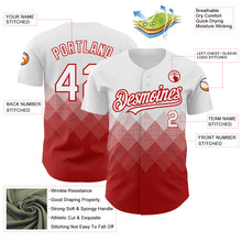 Загрузить изображение в средство просмотра галереи, Custom White Red 3D Pattern Design Gradient Square Shapes Authentic Baseball Jersey