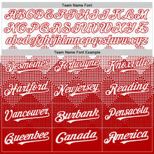 Загрузить изображение в средство просмотра галереи, Custom White Red 3D Pattern Design Gradient Square Shapes Authentic Baseball Jersey