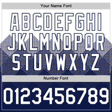 Загрузить изображение в средство просмотра галереи, Custom White Navy 3D Pattern Design Gradient Square Shapes Authentic Baseball Jersey