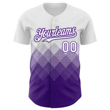 Charger l'image dans la galerie, Custom White Purple 3D Pattern Design Gradient Square Shapes Authentic Baseball Jersey