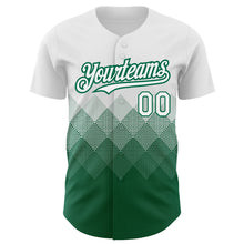 Charger l'image dans la galerie, Custom White Kelly Green 3D Pattern Design Gradient Square Shapes Authentic Baseball Jersey