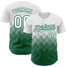 Charger l'image dans la galerie, Custom White Kelly Green 3D Pattern Design Gradient Square Shapes Authentic Baseball Jersey