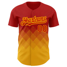 Загрузить изображение в средство просмотра галереи, Custom Red Gold 3D Pattern Design Gradient Square Shapes Authentic Baseball Jersey