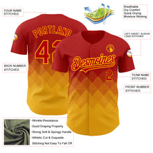 Загрузить изображение в средство просмотра галереи, Custom Red Gold 3D Pattern Design Gradient Square Shapes Authentic Baseball Jersey
