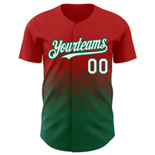 Charger l'image dans la galerie, Custom Red White-Kelly Green 3D Pattern Design Gradient Square Shapes Authentic Baseball Jersey