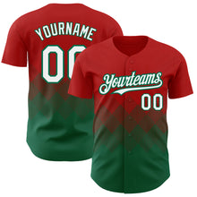 Charger l'image dans la galerie, Custom Red White-Kelly Green 3D Pattern Design Gradient Square Shapes Authentic Baseball Jersey