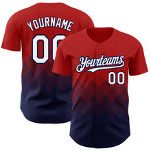 Загрузить изображение в средство просмотра галереи, Custom Red White-Navy 3D Pattern Design Gradient Square Shapes Authentic Baseball Jersey