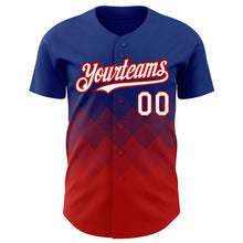Загрузить изображение в средство просмотра галереи, Custom Royal White-Red 3D Pattern Design Gradient Square Shapes Authentic Baseball Jersey