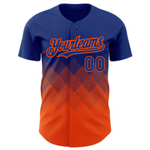 Загрузить изображение в средство просмотра галереи, Custom Royal Orange 3D Pattern Design Gradient Square Shapes Authentic Baseball Jersey