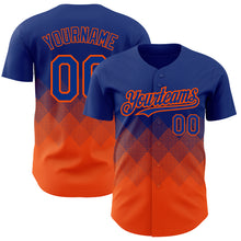 Загрузить изображение в средство просмотра галереи, Custom Royal Orange 3D Pattern Design Gradient Square Shapes Authentic Baseball Jersey