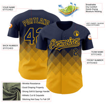 Charger l'image dans la galerie, Custom Navy Gold 3D Pattern Design Gradient Square Shapes Authentic Baseball Jersey