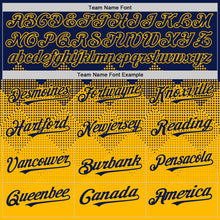 Charger l'image dans la galerie, Custom Navy Gold 3D Pattern Design Gradient Square Shapes Authentic Baseball Jersey