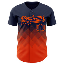 Charger l'image dans la galerie, Custom Navy Orange 3D Pattern Design Gradient Square Shapes Authentic Baseball Jersey
