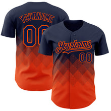 Charger l'image dans la galerie, Custom Navy Orange 3D Pattern Design Gradient Square Shapes Authentic Baseball Jersey
