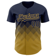 Charger l'image dans la galerie, Custom Navy Old Gold 3D Pattern Design Gradient Square Shapes Authentic Baseball Jersey