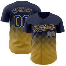 Charger l'image dans la galerie, Custom Navy Old Gold 3D Pattern Design Gradient Square Shapes Authentic Baseball Jersey