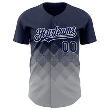 Загрузить изображение в средство просмотра галереи, Custom Navy Gray 3D Pattern Design Gradient Square Shapes Authentic Baseball Jersey